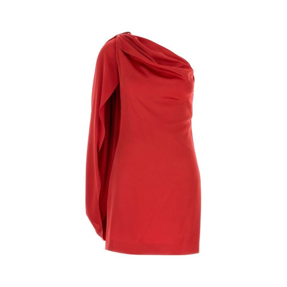 Stella Mccartney Women Red Satin One-Shoulder Mini Dress